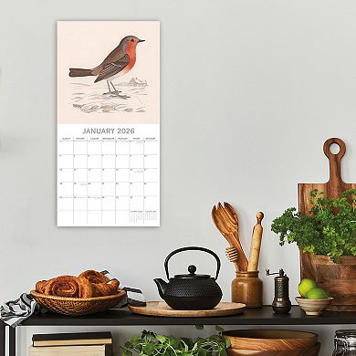 2026 Square Wall Calendar, Garden Birds, 16-Month Bird Theme 12x12 in