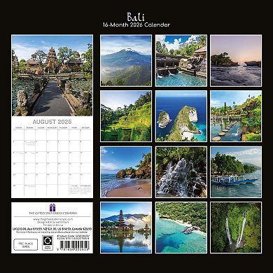 2026 Square Wall Calendar, Bali, 16-Month Passport Collection Theme, 12x12 in
