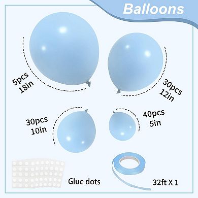 Pastel Blue Balloon Arch Kit 105 pcs Light Blue Balloons for Party, Wedding & Shower