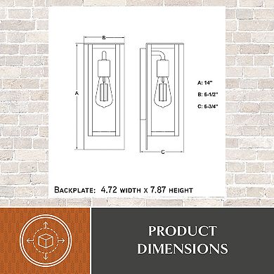 VAXCEL Burr Ridge Matte Black Outdoor Wall Sconce Light, Clear Glass Shade