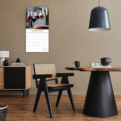 2026 Square Wall Calendar, Wine, 16-Month Food Theme 12x12 in