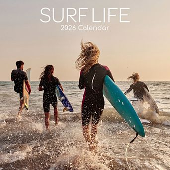 2026 Square Wall Calendar, Surf Life, 16-Month Lifestyles Theme 12x12 in