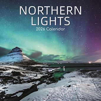 2026 Square Wall Calendar, Northern Lights, 16-Month Natural World Theme 12x12