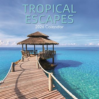2026 Square Wall Calendar, Tropical Escapes, 16-Month Natural World Theme 12x12