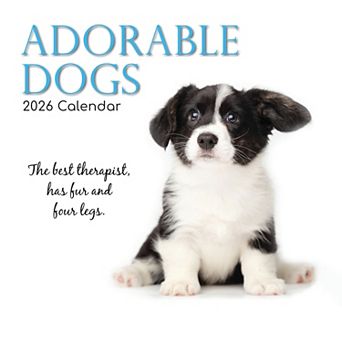 2026 Square Wall Calendar, Adorable Dogs, 16-Month Animals Theme, 12x12 in