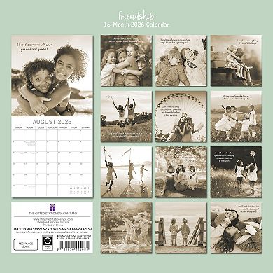 2026 Square Wall Calendar, Friendship, 16-Month Lifestyles Theme 30x30 cm