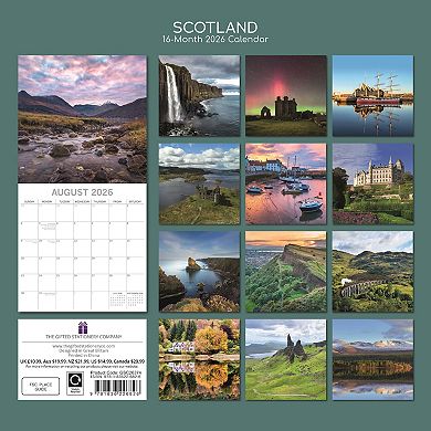 2026 Square Wall Calendar, Scotland, 16-Month Scenic Britain Theme 12x12 in