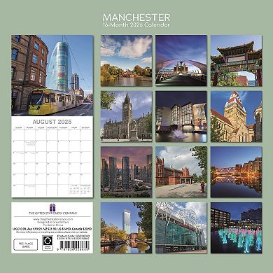 2026 Square Wall Calendar, Manchester, England, 16-Month Scenic Britain 12x12
