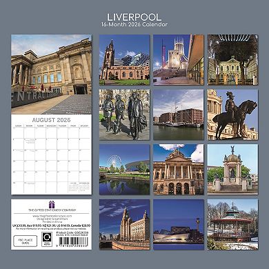 2026 Square Wall Calendar, Liverpool, 16-Month Scenic Britain Theme 12x12 in