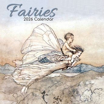 2026 Square Wall Calendar, Fairies, 16-Month Arts & Antiques Theme 12x12 in