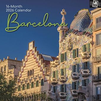 2026 Square Wall Calendar, Barcelona, 16-Month Passport Collection Theme, 12x12