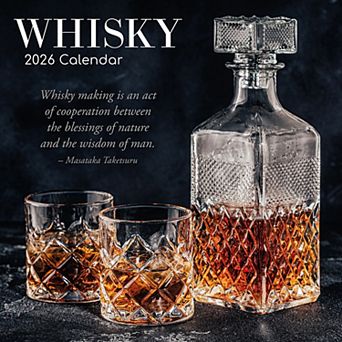2026 Square Wall Calendar, Whisky, 16-Month Food Theme 12x12 in