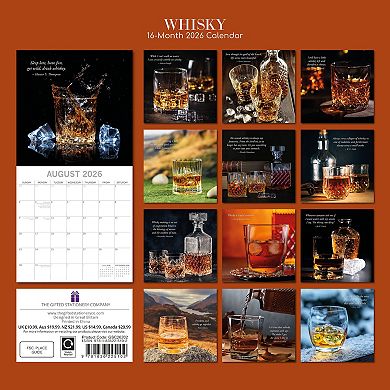 2026 Square Wall Calendar, Whisky, 16-Month Food Theme 12x12 in