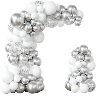 100 pc Pearl & Platinum Balloon Garland Shimmering Decor for Weddings and Parties
