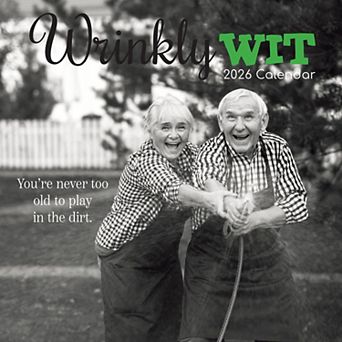 2026 Square Wall Calendar, Wrinkly Wit, 16-Month Funny Corner Theme 12x12 in