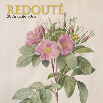 2026 Square Wall Calendar, Redouté, 16-Month Arts & Antiques Theme 12x12 in