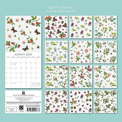 2026 Square Wall Calendar, Beauty of Nature, 16-Month Floral Theme, 12x12 in