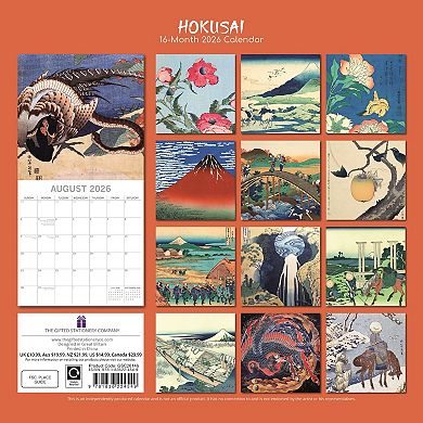 2026 Square Wall Calendar, Hokusai, 16-Month Arts & Antiques Theme 12x12 in
