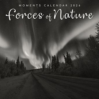 2026 Wall Calendar, Forces of Nature, 16-Month Black and White Theme 12x12