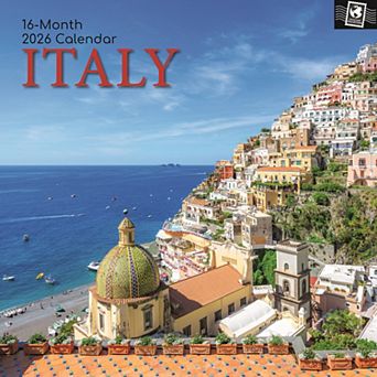 2026 Square Wall Calendar, Italy, 16-Month Passport Collection Theme 12x12 in