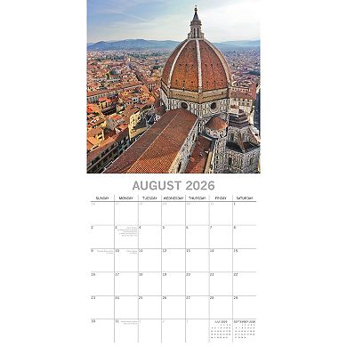 2026 Square Wall Calendar, Italy, 16-Month Passport Collection Theme 12x12 in