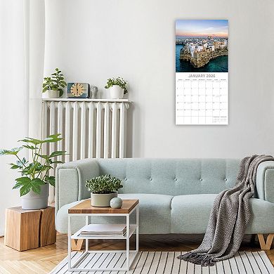 2026 Square Wall Calendar, Italy, 16-Month Passport Collection Theme 12x12 in