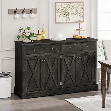 Vintage Sideboard with Two Drawers and Four Doors