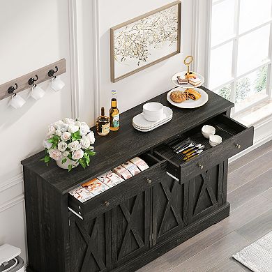 Vintage Sideboard with Two Drawers and Four Doors