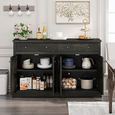 Vintage Sideboard with Two Drawers and Four Doors