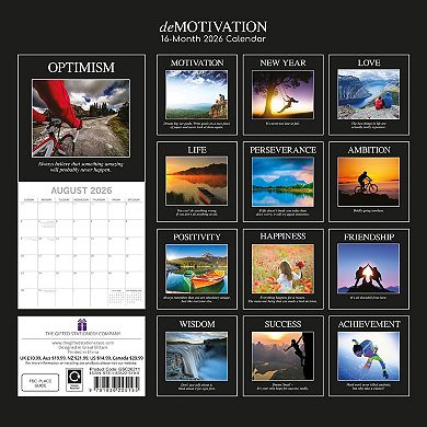 2026 Square Wall Calendar, Demotivation, 16-Month Funny Corner Theme 12x12 in