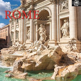 2026 Square Wall Calendar, Rome, 16-Month Passport Collection Theme 12x12 in