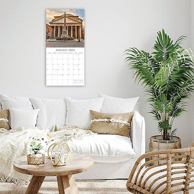 2026 Square Wall Calendar, Rome, 16-Month Passport Collection Theme 12x12 in