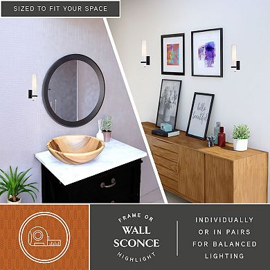 VAXCEL Vilo 1-Light Matte Black Bathroom ADA Vanity Fixture, Clear White Glass