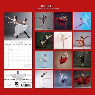 2026 Square Wall Calendar, Ballet, 16-Month Lifestyles Theme, 12x12 in
