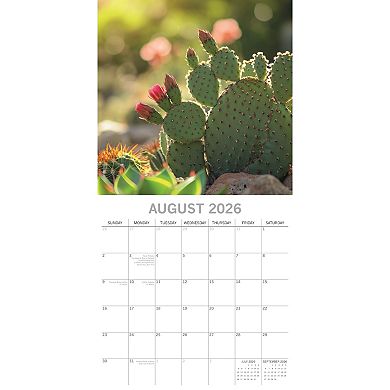 2026 Square Wall Calendar, Cacti and Succulents, 16-Month Floral Theme, 12x12