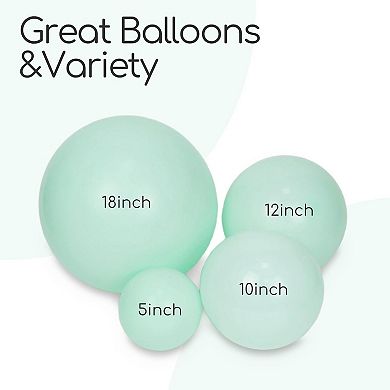 Mint Green Arch Kit Mixed Size Balloons 122pcs for Wedding, Birthday or Shower Celebrations
