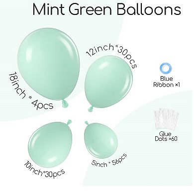 Mint Green Arch Kit Mixed Size Balloons 122pcs for Wedding, Birthday or Shower Celebrations