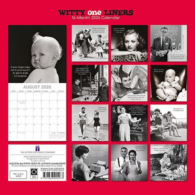 2026 Square Wall Calendar, Witty One Liners, 16-Month Funny Corner Theme 12x12