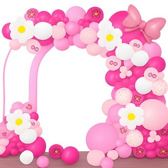 Pink Balloon Arch Kit with Rose & Hot Pink Balloons 126 pc for Cat-Themed Party Decorations