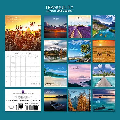2026 Square Wall Calendar, Tranquility, 16-Month Mind, Body, Spirit Theme 12x12