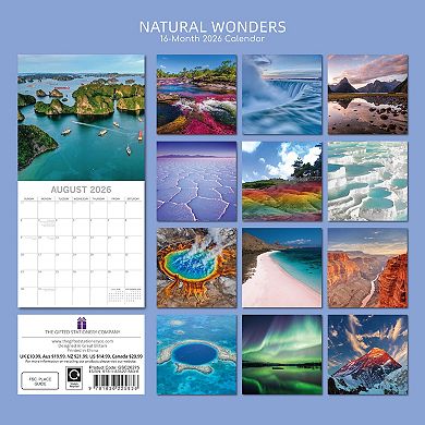 2026 Square Wall Calendar, Natural Wonders, 16-Month Natural World Theme 12x12