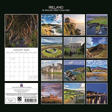 2026 Square Wall Calendar, Ireland, 16-Month Passport Collection Theme 12x12 in