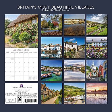 2026 Square Wall Calendar, Britain's Beautiful Villages, 16-Month, 12x12