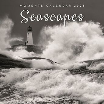 2026 Wall Calendar, Seascapes, 16-Month Black and White Photos Theme 12x12