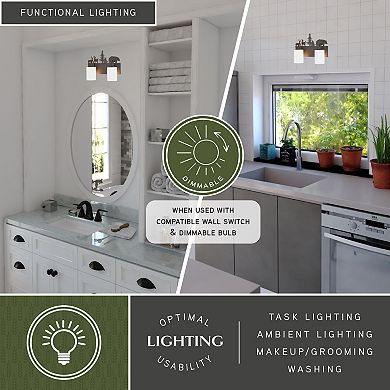 VAXCEL Acadia 2-Light Bronze Rustic Bathroom Vanity Fixture with Nightlight