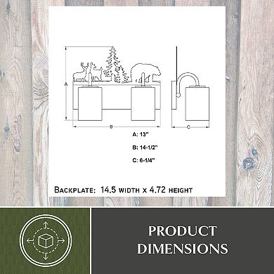 VAXCEL Acadia 2-Light Bronze Rustic Bathroom Vanity Fixture with Nightlight