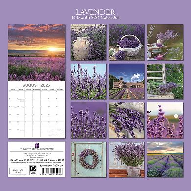 2026 Square Wall Calendar, Lavender, 16-Month Floral Theme 12x12 in