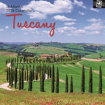 2026 Square Wall Calendar, Tuscany, 16-Month Passport Collection Theme 12x12 in