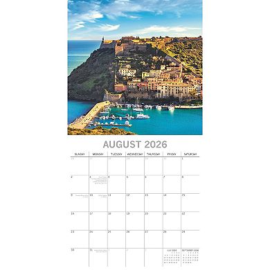 2026 Square Wall Calendar, Tuscany, 16-Month Passport Collection Theme 12x12 in