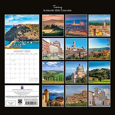 2026 Square Wall Calendar, Tuscany, 16-Month Passport Collection Theme 12x12 in